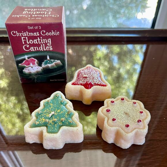 Vintage Giftco Christmas Cookie Floating Candles Set of 3 New in Box - Picture 1 of 10